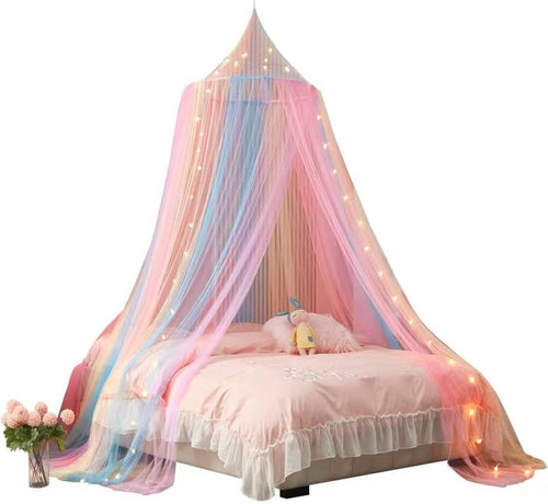 Bed canopy for girls - bed, girls,rainbow