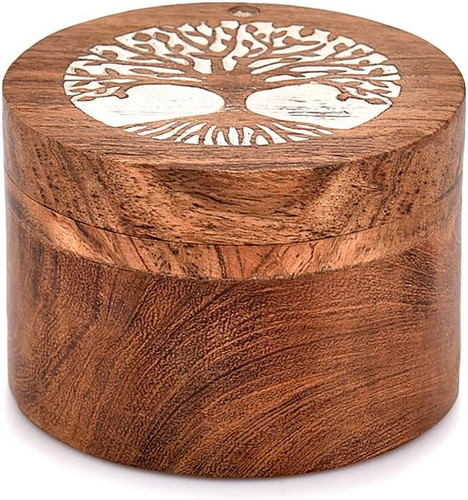 Acacia wood salt cellar box - acacia,