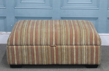 PARKER KNOLL LARGE STORAGE FOOTSTOOL IN BASLOW STRIPE GOLD FABRIC (1358).