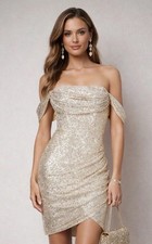 Lipsy Gold Sequin Dress Size