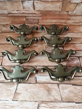  8 x  Traditional Cabinet drop Bar  Handles Solid Brass 4" -96mm Hole Centres 