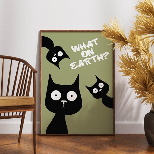 Funny cat art print - cat,