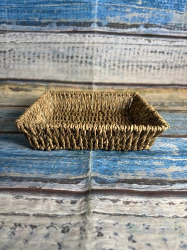 Vintage seagrass square basket - vintage,