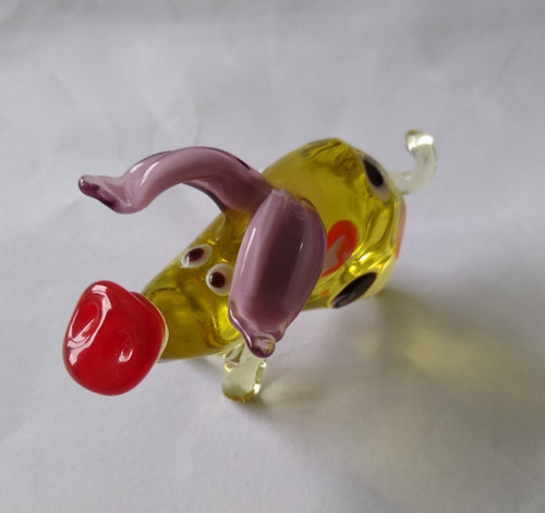 Glass pig figurine hand - glass, blown