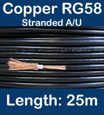 25m Copper Black RG58 A/U 50