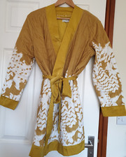 Ted Baker Yellow, Floral Quilted Belted Gown Robe Size Large New Without Tag