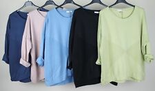 REDUCED TO CLEAR - Ladies Italian Lagenlook Quirky Plain Panel Insert Tunic Top