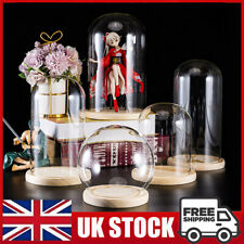 Clear Glass Dome Display Bell Jar Cloche With Wooden Base For Doll Gift Storage