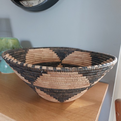 Vintage hand woven - coil, basket