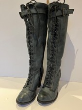 Slate Grey Leather Front Lace