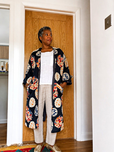 Zara trf navy floral - floral, longline