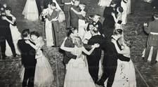 Vintage Photo Military Ball Couples Dance Ballroom Dresses Uniforms 1940’s 5x7