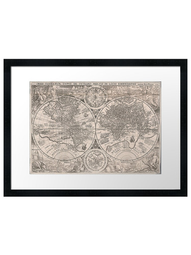 Old world map 1594 framed - old,