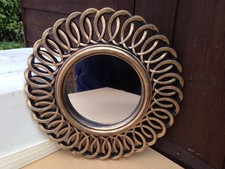 Wall Mirror Gold PLASTIC 24cm Wide Round Wall Hanging Mirror