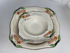 Vintage Art Deco floral pattern Solian Ware Soho Pottery Soup/casserole Dishes
