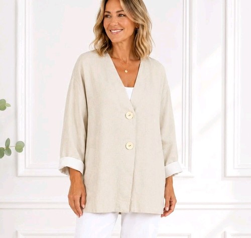 Zara womens linen blend blazer - linen,