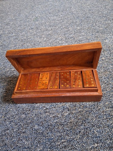 Brass inlaid vintage - brass, wooden