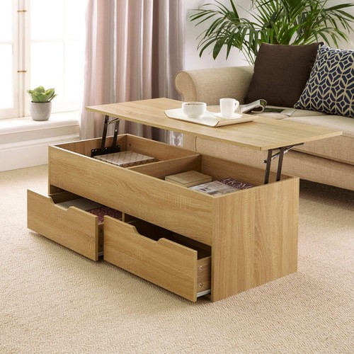Oak wooden coffee table with - table,