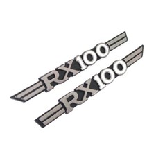 RX100 Side Cover Emblem Badge Pair Plastic chrome Black Yamaha RX 100 Bikes GEc