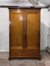 Antique Edwardian Solid Mahogany Double Wardrobe Armoire Compactum