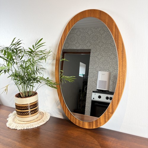 Mid century teak oval wall - century,