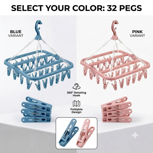 Pegs foldable clothes airer - pegs,