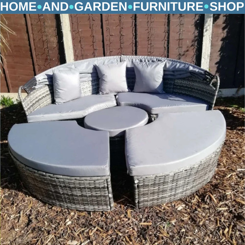 Rattan round garden sofa bed - rattan,