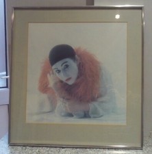 Pierrot Clown Scarlet Boa Original Vintage/Retro 1970s/80s Photo Print Framed
