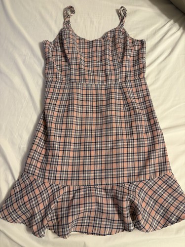 Lush pink blue plaid mini - pink,