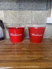 Budweiser Red Metal Ice Bucket