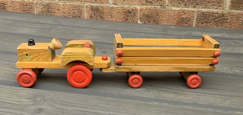 Handcrafted wooden tractor - wooden, &