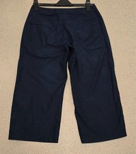 Vintage Adidas Navy Blue Capris Trousers UK 10 Cropped Sportswear Golf Split Hem