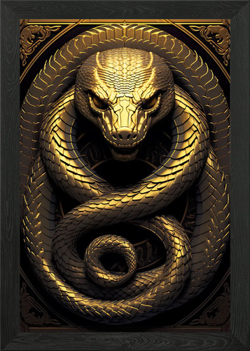 Golden cobra snake - golden,