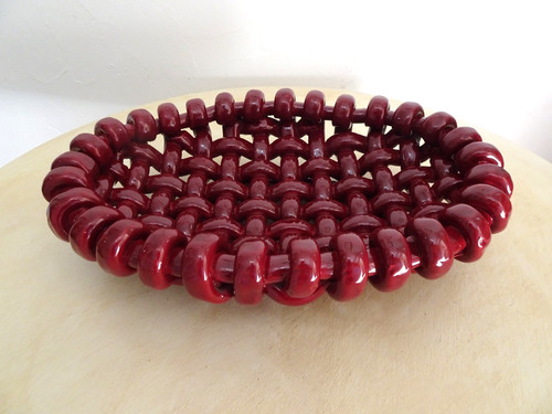 Braided ceramic fruit basket - ceramic,
