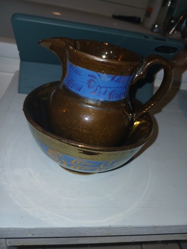 Copper lustreware pitcher and - lustreware,