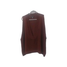 ESKANDAR Burgundy Linen Sleeveless Sweater, Deep V-neck, One Size, BRAND NEW
