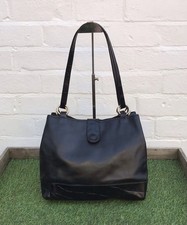 Vintage SUZY SMITH Women's Shoulder Bag Black Genuine Leather Moc Croc