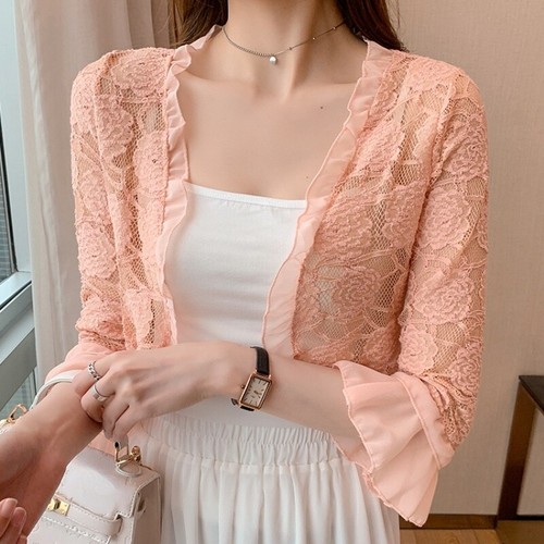 Women cropped cardigan floral - cropped,
