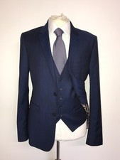 TED BAKER - Slim Fit 3 Piece BLUE WOOL  SUIT - 38 Reg - W32 L31 - NICE SUIT