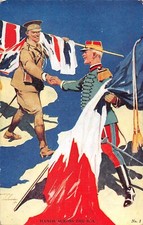 POSTCARD  WWI  PATRIOTIC  HANDS ACROSS THE SEA          LAWSON WOOD
