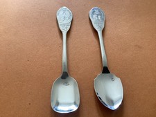 2 x ROYAL WEDDING SHEFFIELD STAINLESS STEEL SPOONS .. 1981 CHARLES & 1986 ANDREW