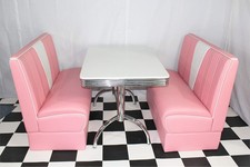 American Diner Furniture 50s Retro Nashville Pink Booth Set And Table