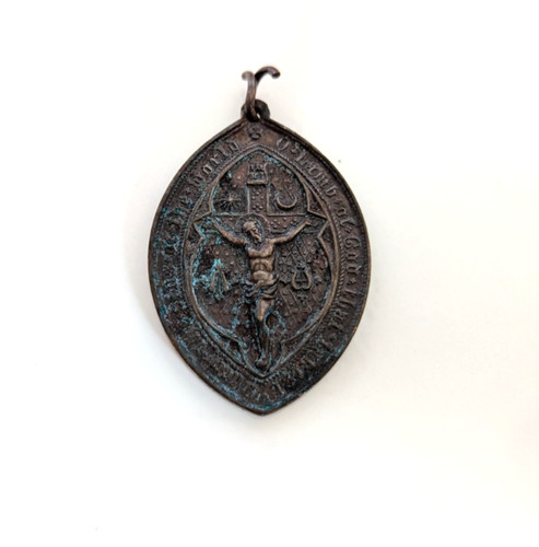 Antique 1882 bronze religious - 1882,