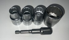 4 x sockets BSW 3/8" drive 3/16", 1/4", 5.16", and 1/2" with adapter