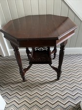 Antique Victorian Mahogany Hexagonal Side Table Occasional Table