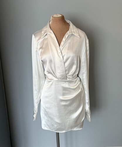 Zara white satin shirt dress - zara,