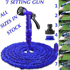 25-200FT LONG RETRACTABLE EXPANDABLE MAGIC GARDEN HOSE PIPE WITH SPRAY GUN BLUE
