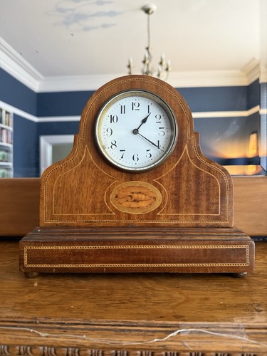 Edwardian inlaid mantle clock - edwardian,