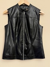 Dorothy Perkins Black Faux Leather Sleeveless Zip Vest – UK 12