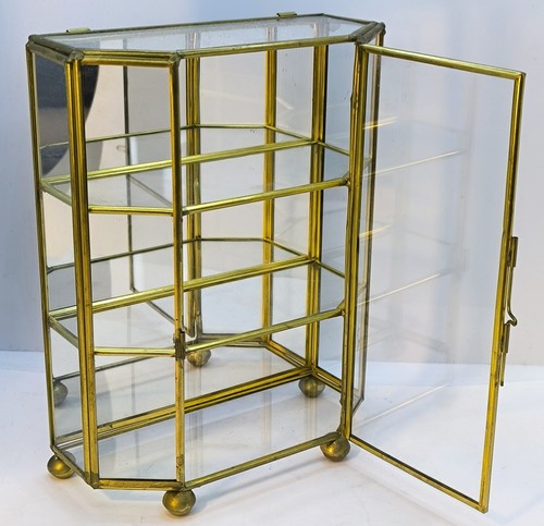 Vintage brass glass mirrored - brass,